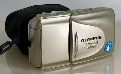 Olympus mju ii Zoom 80 35mm Ultra Compact Camera Beige All Weather  Working #830
