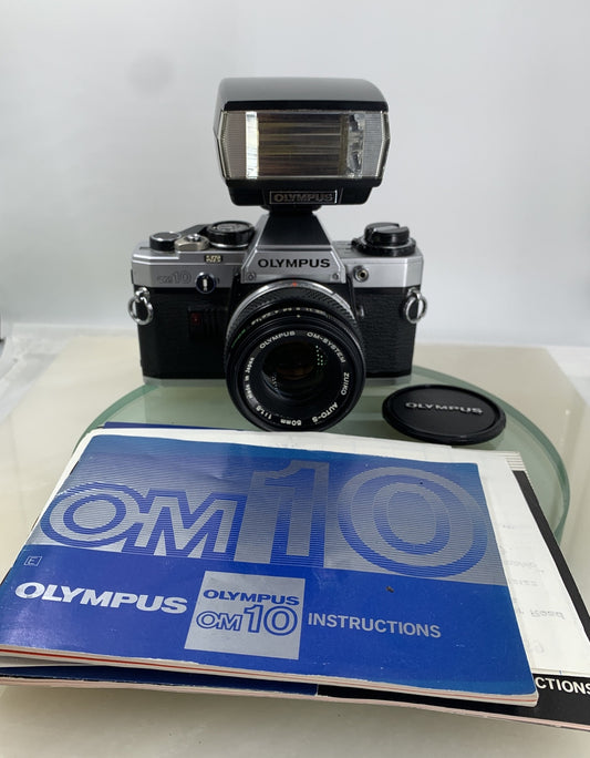 Olympus OM10 35mm Film SLR Manual Camera +Olympus 50/1.8 MC Zuiko Lens TESTED8090