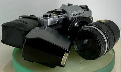 *SERVICED*Olympus OM10 35mm Film SLR Manual Camera+ OM 135 F3.5 Zuiko Lens+FLASH0