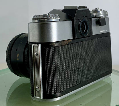 Very Rare ZENIT E POINT AND SHOOT FILM CAMERA+HELIOS-44-2 LENS+SILVER+TESTED-1415