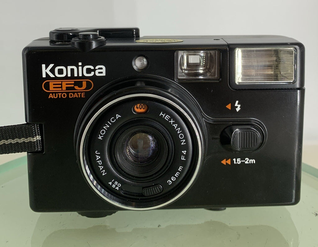 Konica EFJ 35MM AUTODATE BLACK POINT AND SHOOT FILM CAMERA BLACK TESTED - 8241