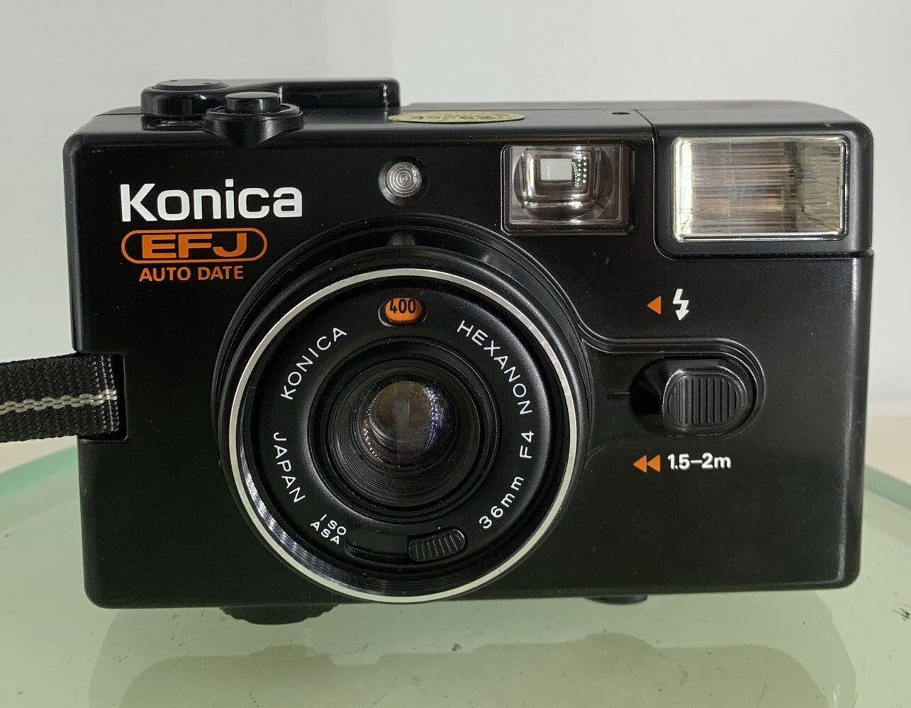 Konica EFJ 35MM AUTODATE BLACK POINT AND SHOOT FILM CAMERA BLACK TESTED - 8241