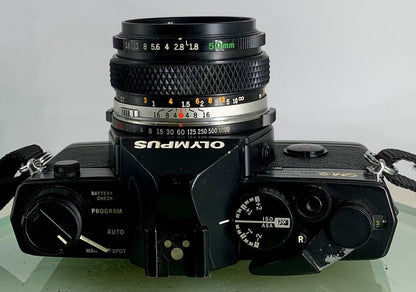 Olympus OM-2 Spot / Program SLR Camera + Olympus Zuiko  50mm f1.8 TESTED  #3137