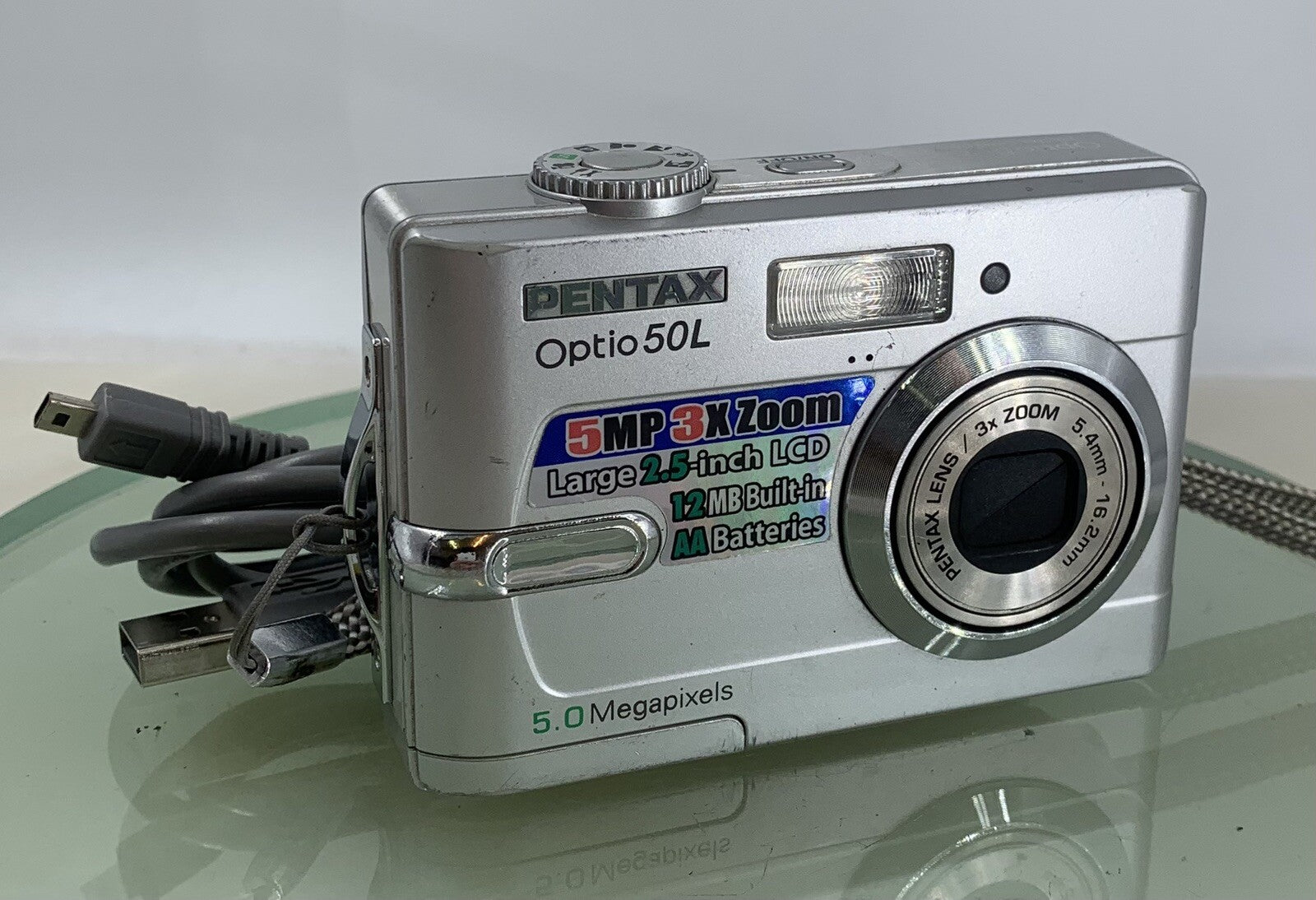 Pentax Optio 50L 5.0MP Compact Digital Camera + WIRE SILVER TESTED - 8730