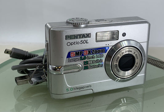 Pentax Optio 50L 5.0MP Compact Digital Camera + WIRE SILVER TESTED - 8730