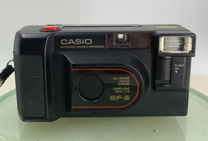 Casio EF-8 POINT AND SHOOT FILM CAMERA BLACK FLASH NOT WORKING - TESTED - 2671