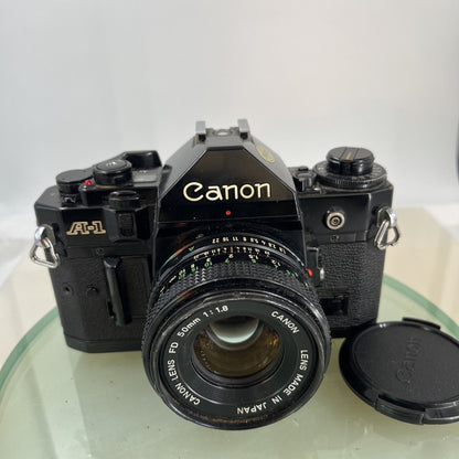 BEAUTIFUL Canon A-1 35mm SLR Camera Body+ FD 50mm f/1.8 FULLY WORKING #7441