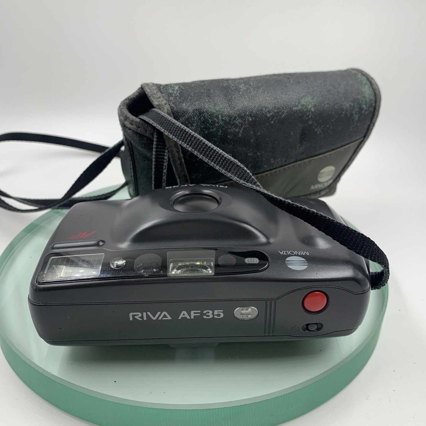 Minolta Riva AF35 Camera Compact 35mm Film with strap, case, 7986