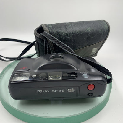Minolta Riva AF35 Camera Compact 35mm Film with strap, case, 7986