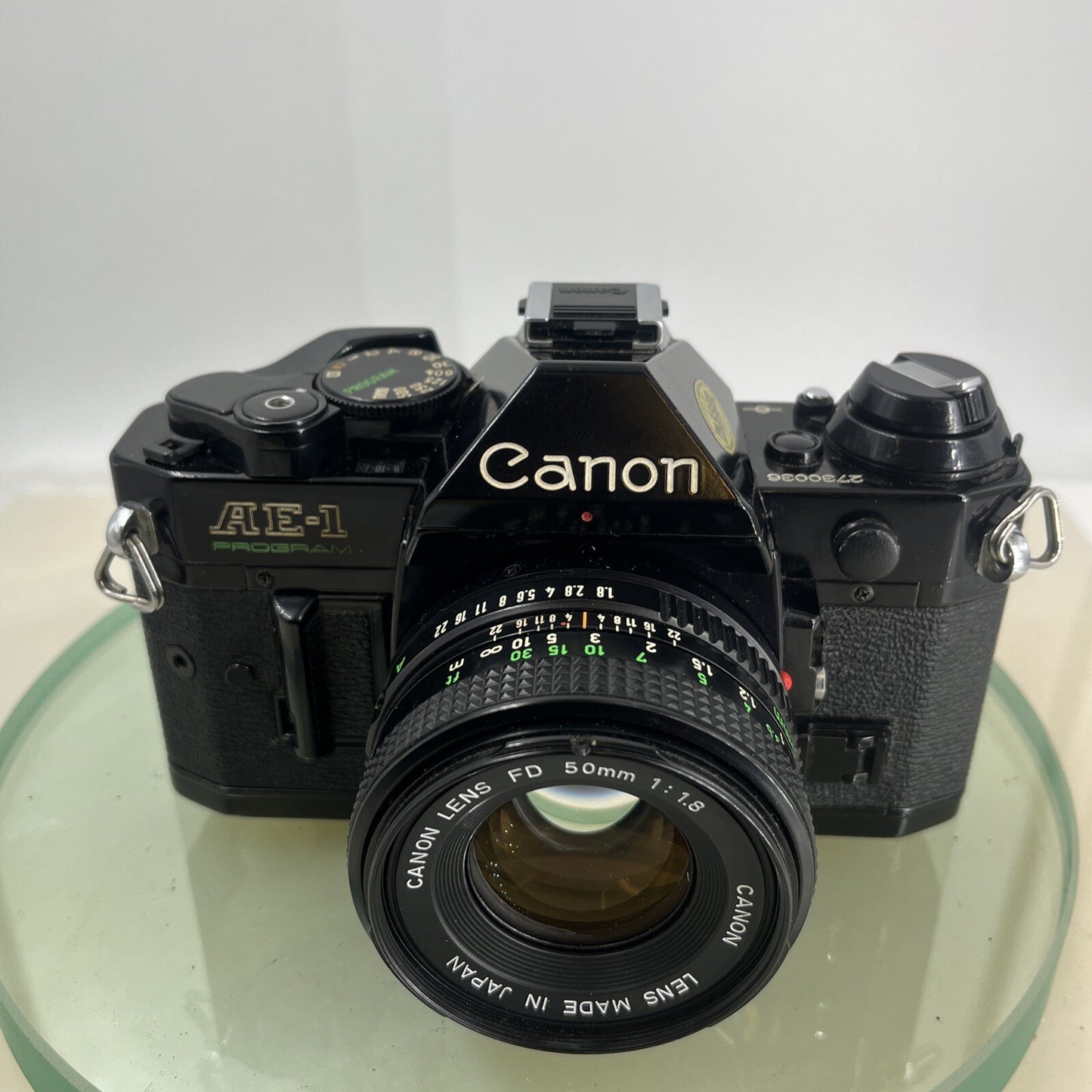 Canon AE-1 Program 35mm SLR Film Manual Camera BLACK+Canon 50mm F/1.8 FD Lens8829