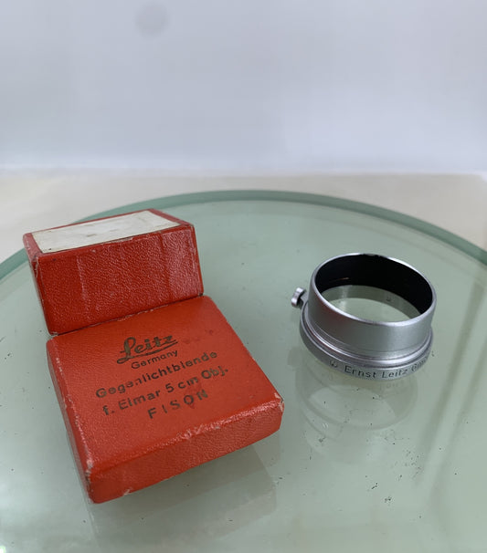 Leica Fison metal lens hood for 5cm Elmar MINTY IN BOX,    CLEAN  #8190