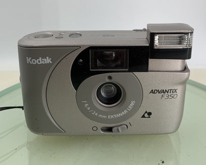KODAK ADVANTIX F350 GREY COMPACT FILM CAMERA - WITH COVER - TESTED - 2241