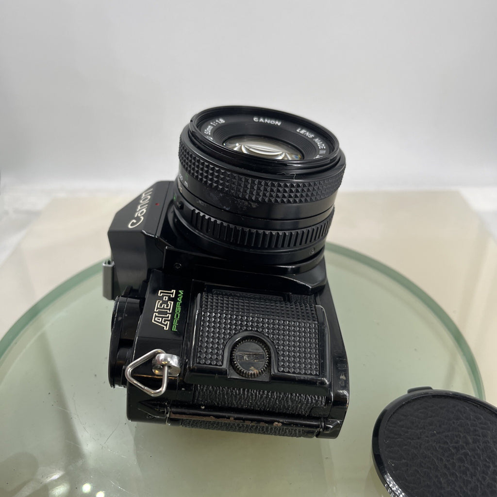 Canon AE-1 Program 35mm SLR Film Manual Camera BLACK+Canon 50mm F/1.8 FD Lens7577