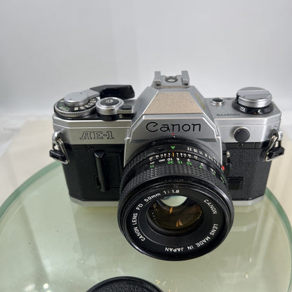 Canon AE-1  35mm SLR Film Manual Camera + Canon 50mm F/1.8 FD Lens Like A-1 #7459