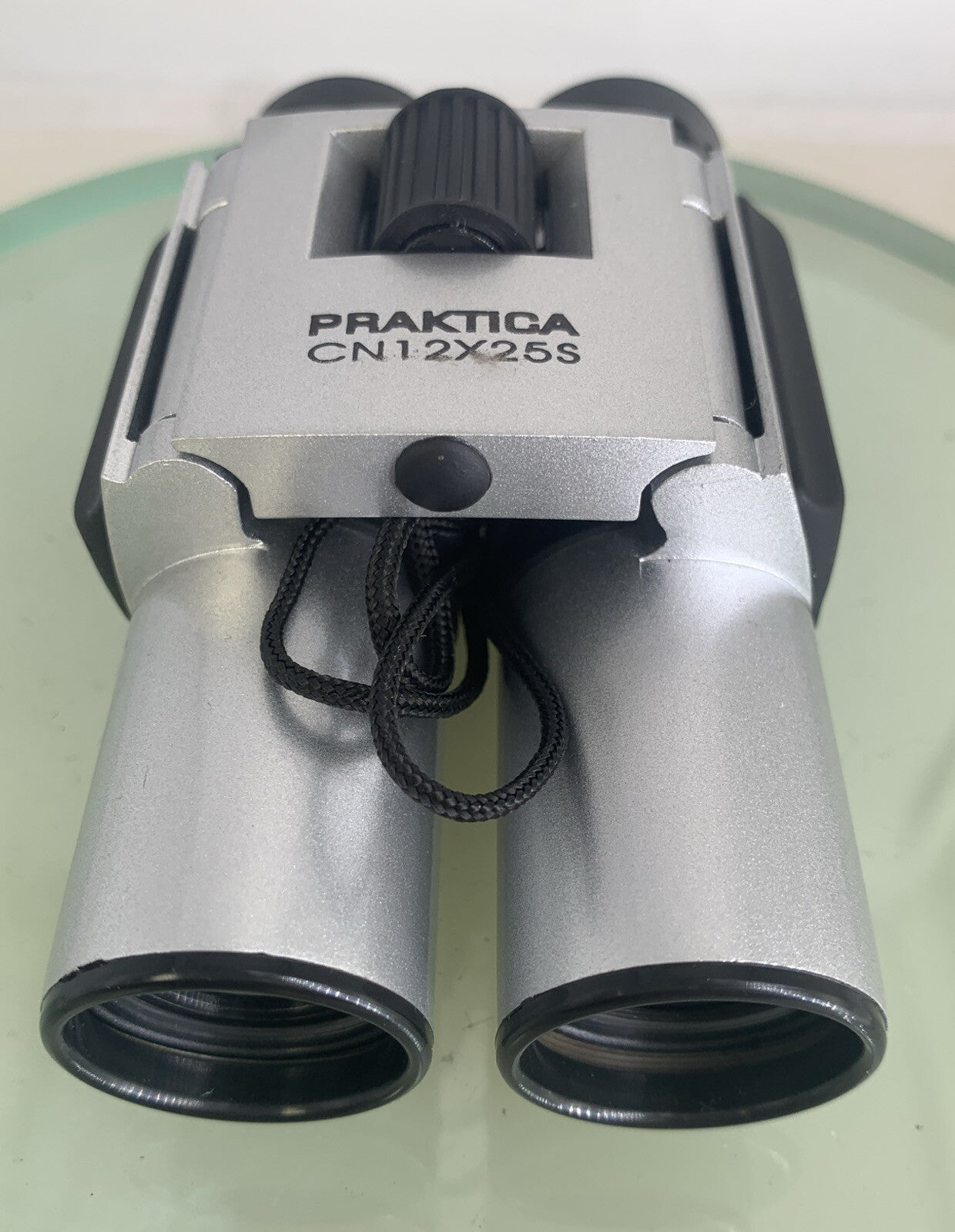 Praktica CN12X25S Foldable Binoculars SILVER GOOD CONDITION+COVER - TESTED - 1387