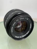 Canon A-1 35mm SLR Film Camera + FD 50mm f/1.8 Prime Lens BOXED, BOOK, STRAP#8066