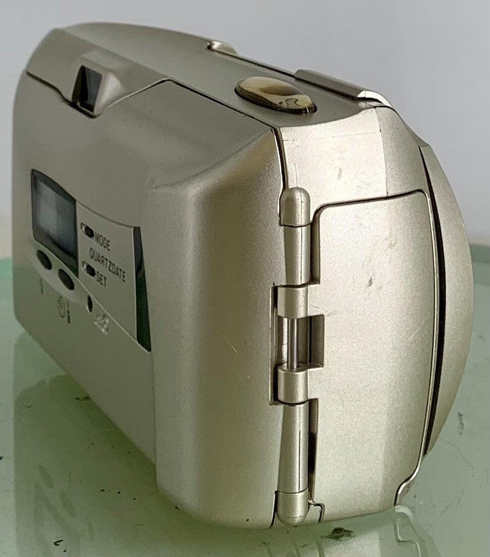 Olympus MJU II 35mm ALL WEATHER FILM CAMERA GOLDEN WITH COVER TESTED - 3193