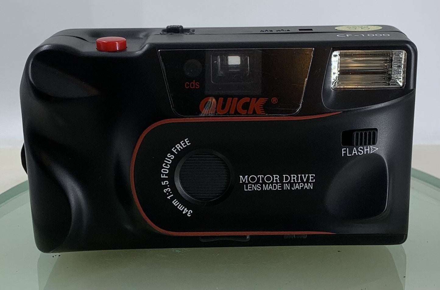 Olympus Quick Flash CF-1000 35mm FILM Camera BLACK WITH COVER TESTED - 8801