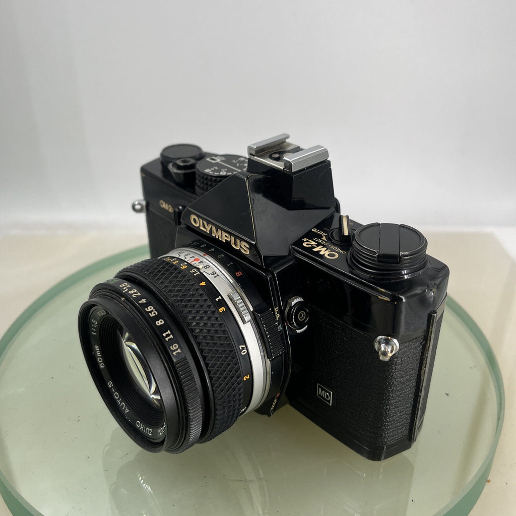 Olympus OM-2n Black - 35mm SLR Film Camera + 50mm f/1.8 Lens-Tested & Working8799