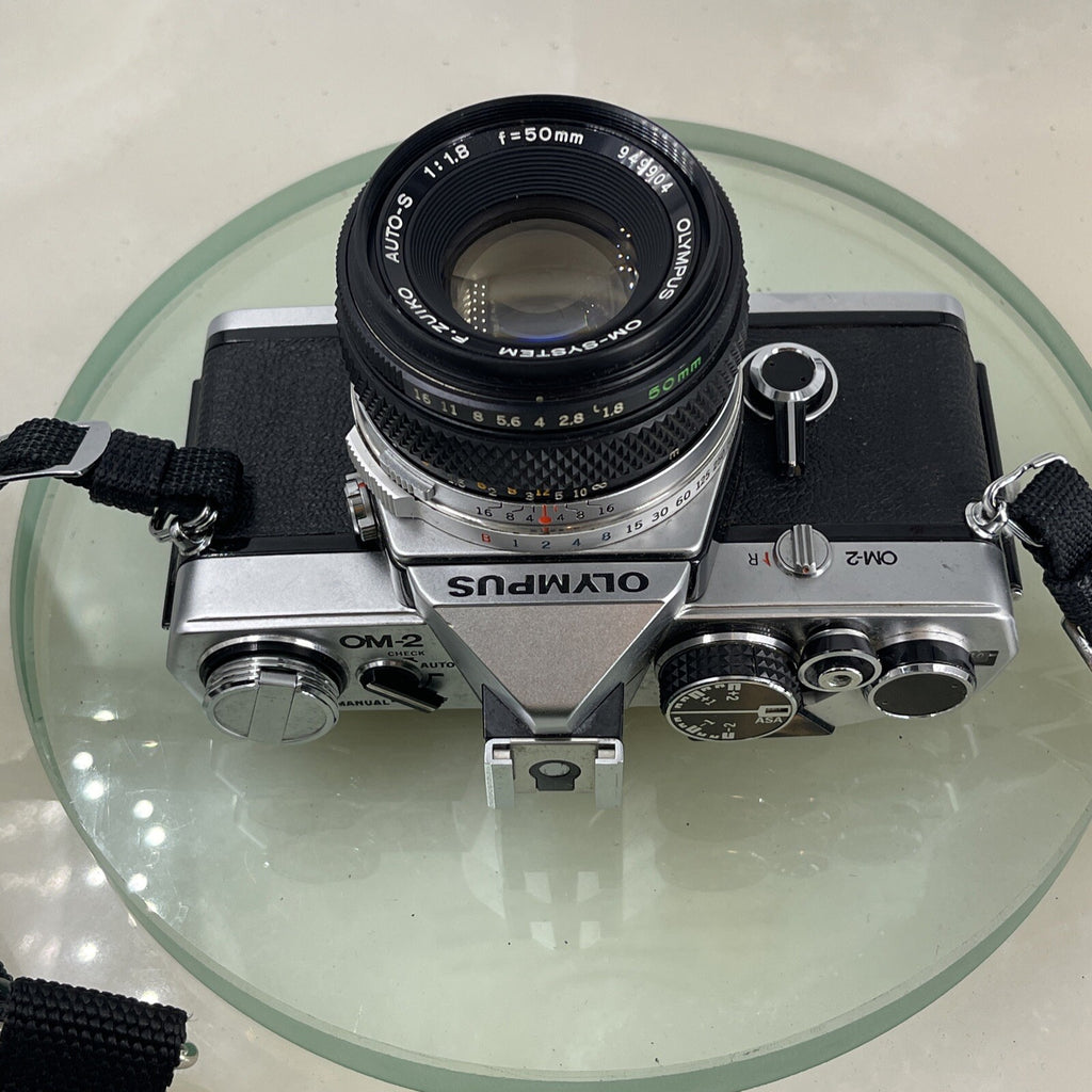 Olympus OM-2 35mm SLR camera body  Olympus 50mm 1:1.8 TESTED + CASE+ Hood  #4897