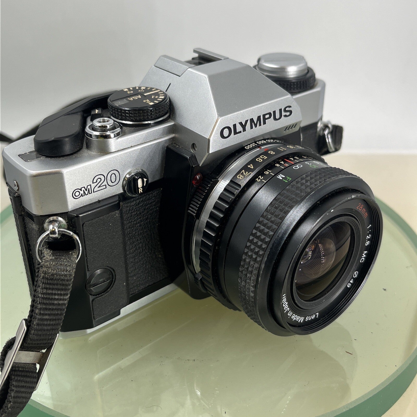 olympus Om20 35mm slr film camera With Miranda 28mm 1:2.8  Lens TESTED .#9119