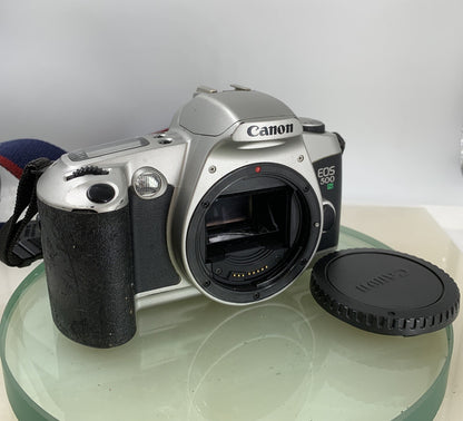 Canon EOS 500N 35mm SLR Film Camera Body with Body Cap and Strap  TESTED #7300