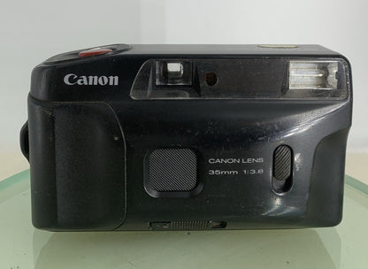 Canon Snappy EZ 35mm Film Point and Shoot Camera BLACK NO BATTERY - TESTED - 6221