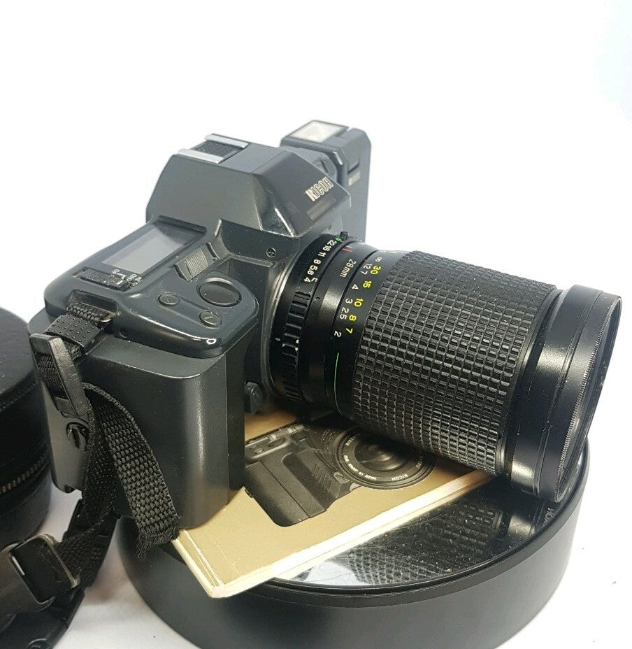 Ricoh XR-X SLR film Camera with 28-135mm lens& 28mm lens & PX Flash+Case #7911