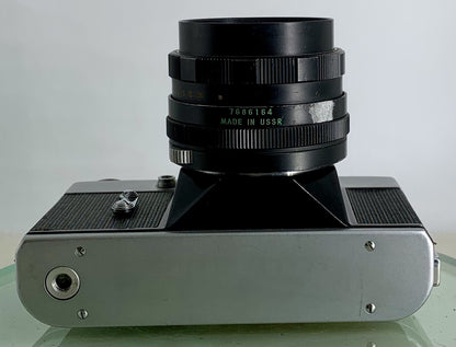 Vintage Zenit - B SLR Camera + HELIOS-44M 2/58 Lens + SILVER + TESTED - 3298