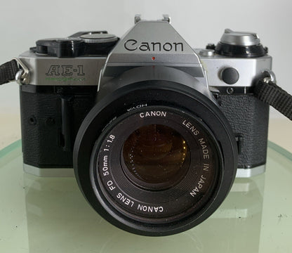 Canon AE-1 Program 35mm SLR Film Manual Camera + Canon 50mm F/1.8 FD Lens +# 1331