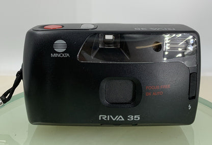 Minolta Riva 35 COMPACT POINT & SHOOT FILM CAMERA FOCUS FREEBLACK TESTED - 1651