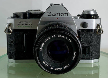 Canon AE-1 Program 35mm SLR Film Manual Camera + Canon 50mm F/1.8 FD Lens +# 2001