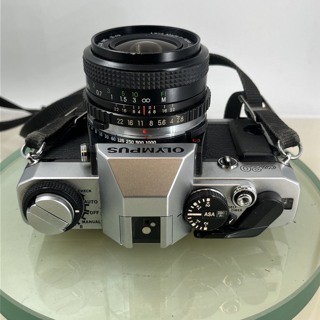 olympus Om20 35mm slr film camera With Miranda 28mm 1:2.8  Lens TESTED .#9117