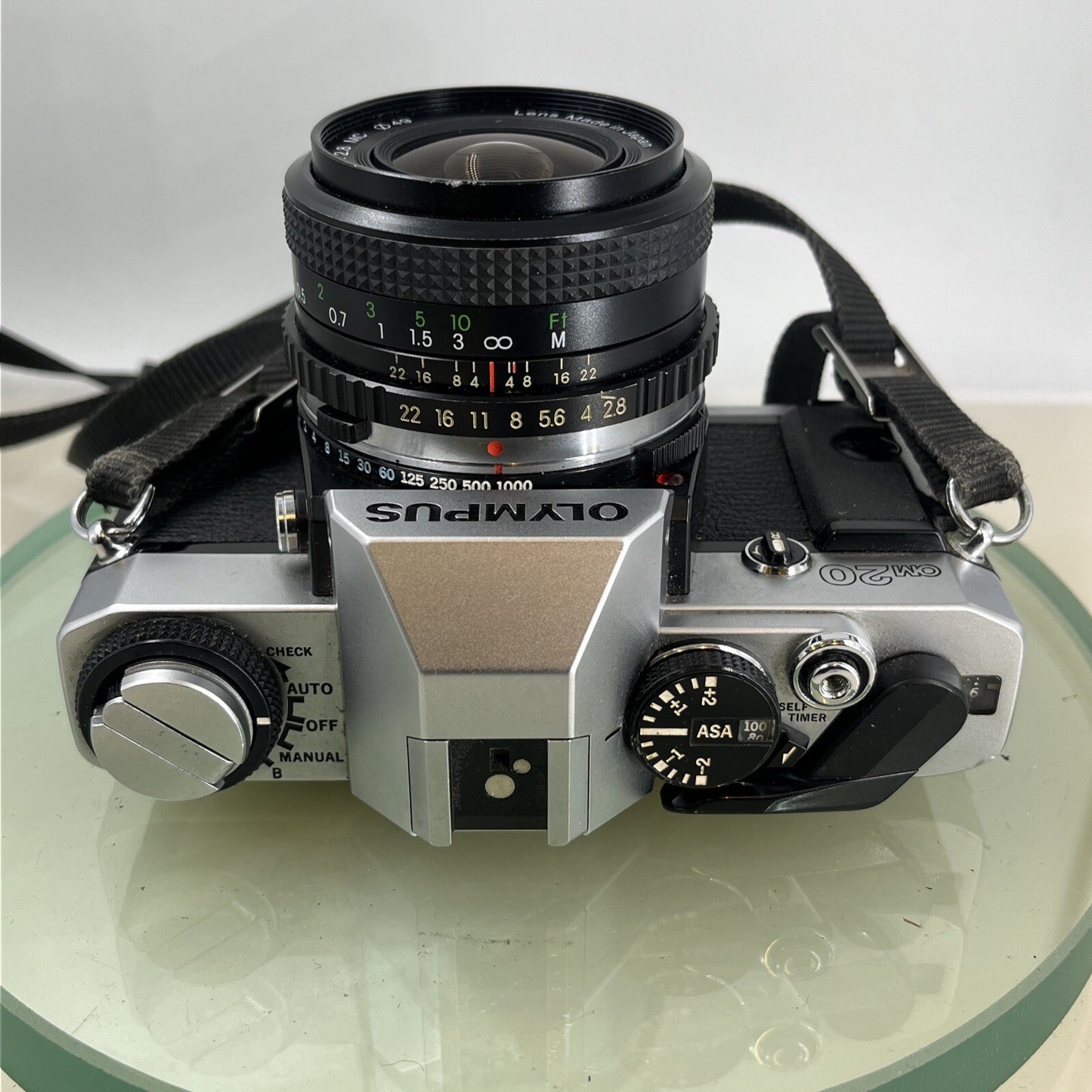 olympus Om20 35mm slr film camera With Miranda 28mm 1:2.8  Lens TESTED .#9117