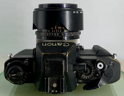Canon New F-1 35mm SLR Film Camera + Canon FD 28mm f2.8 S.C, AE Finder TESTED3467