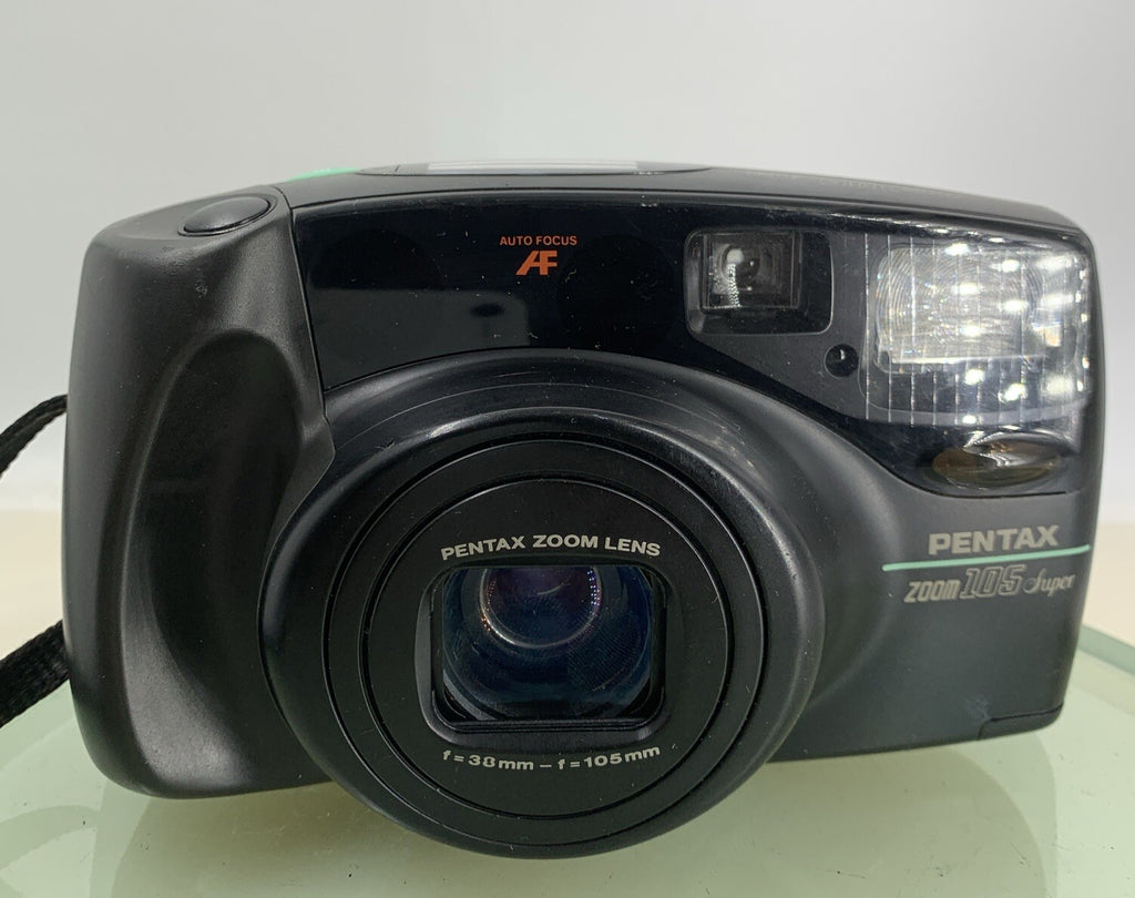 Pentax Zoom 105 SUPER BLACK POINT AND SHOOT FILM CAMERA TESTED - 7321