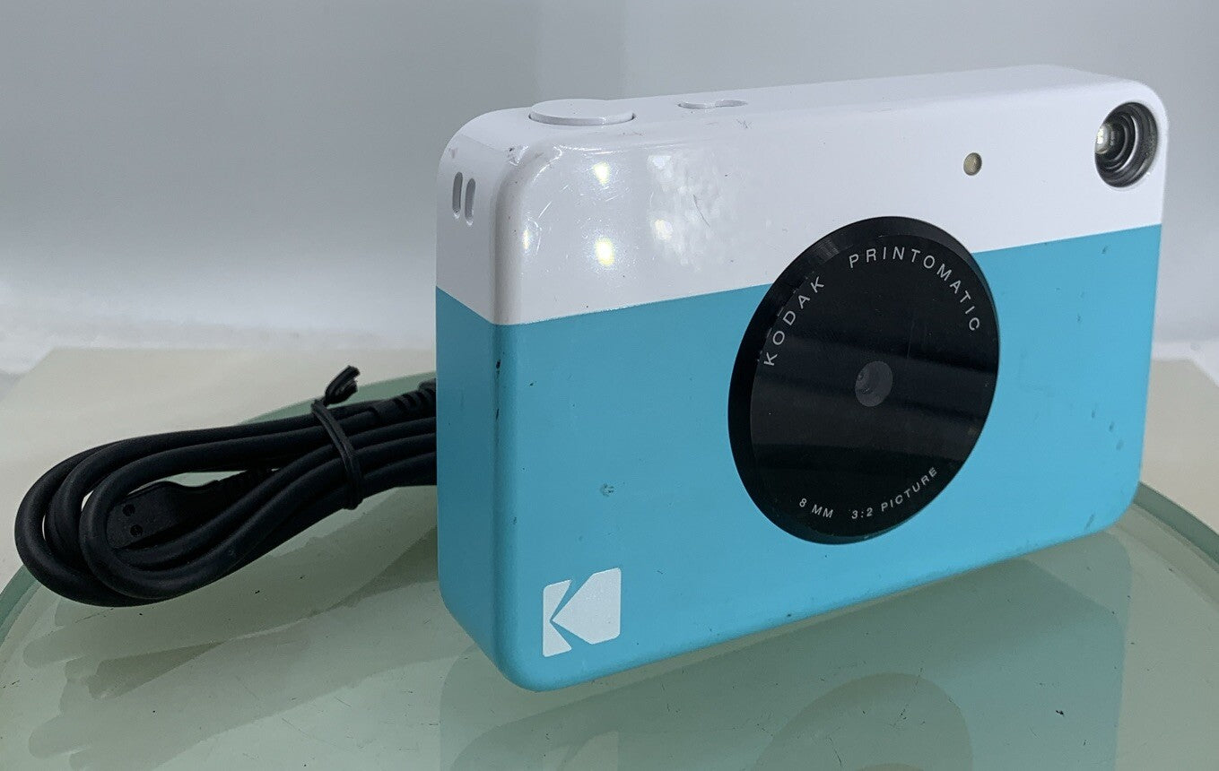 KODAK Printomatic Instant PICTURE CAMERA BLUE + WIRE + 16GB SDCARD TESTED - 3740