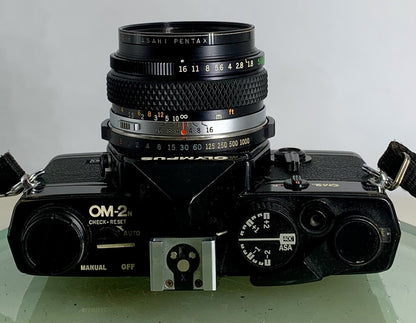 Olympus OM-2n Black - 35mm SLR Film Camera + 50mm f/1.8 Lens+BOX+CASE-Tested 227