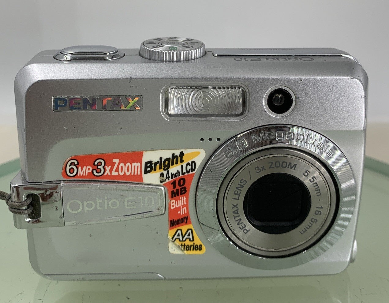 Pentax Optio E10 6.0MP Compact Digital Camera Silver WITH COVER - TESTED - 61