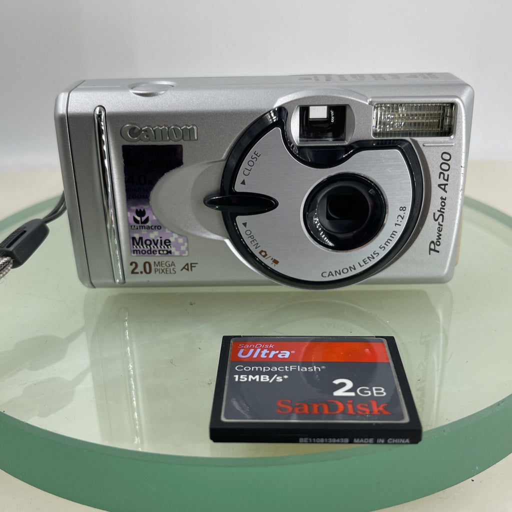 Vintage Canon PowerShot A200 2.0MP Digital Camera Tested + 2GB Memory Card #6701