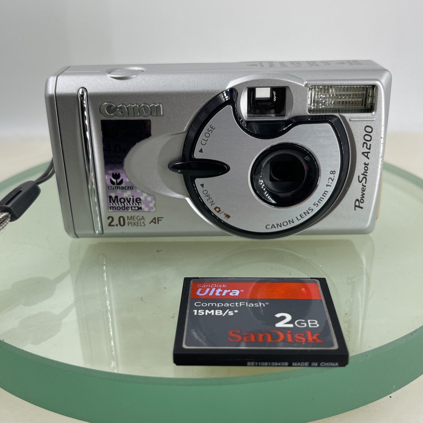 Vintage Canon PowerShot A200 2.0MP Digital Camera Tested + 2GB Memory Card #6701