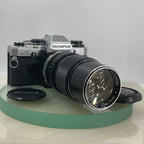 Olympus OM10 35mm SLR Film Camera +Zuiko 75-150mm f4 Silver Nose Lens TESTED#6270