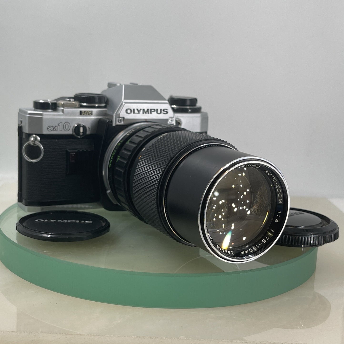 Olympus OM10 35mm SLR Film Camera +Zuiko 75-150mm f4 Silver Nose Lens TESTED#6270