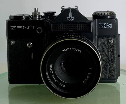 Vintage USSR "ZENIT-EM" SLR Camera + Jena DDR T 2.8/50 Lens + Tested - 3311