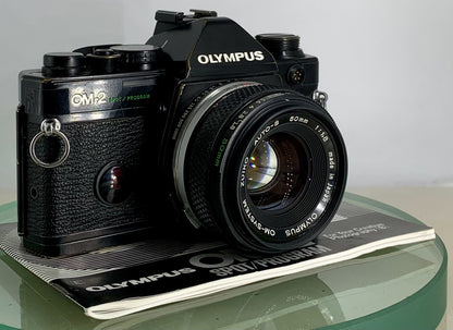 Olympus OM-2 Spot / Program SLR Camera+Olympus Zuiko  50mm f1.8 TESTED+ BOOK#3550