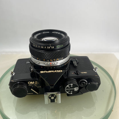 Olympus OM-2n Black - 35mm SLR Film Camera + 50mm f/1.8 Lens-Tested & Working8797