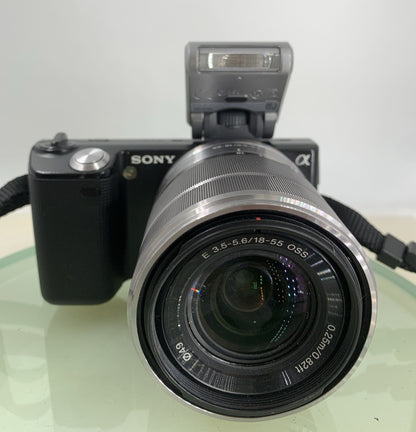 Sony Nex-5 14.2MP CAMERA 18-55mm Lens SILVER+CHARGER+WIRE+8GB CARD TESTED - 4751