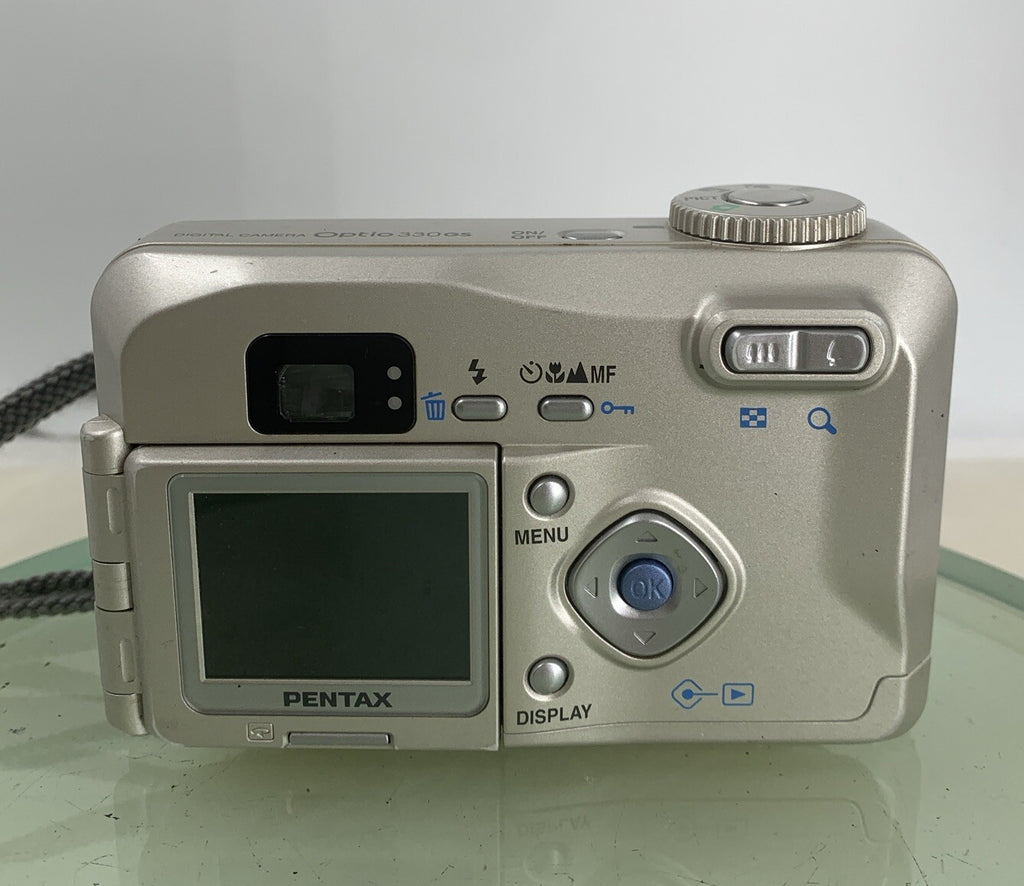 Pentax Optio 330GS Retro Digital Camera 3.2 MP SILVER WITH COVER TESTED - 4155