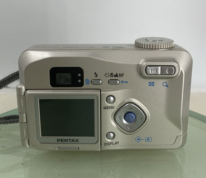 Pentax Optio 330GS Retro Digital Camera 3.2 MP SILVER WITH COVER TESTED - 4155