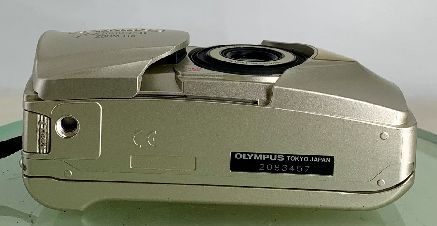 Olympus MJU II Zoom 115 Film Camera 38-115 Lens Manual Point Shoot RARE GOLD 3447